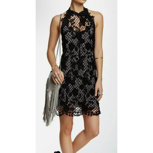Free People Dresses & Skirts - •Free People• Crochet Overlay Halter Dress